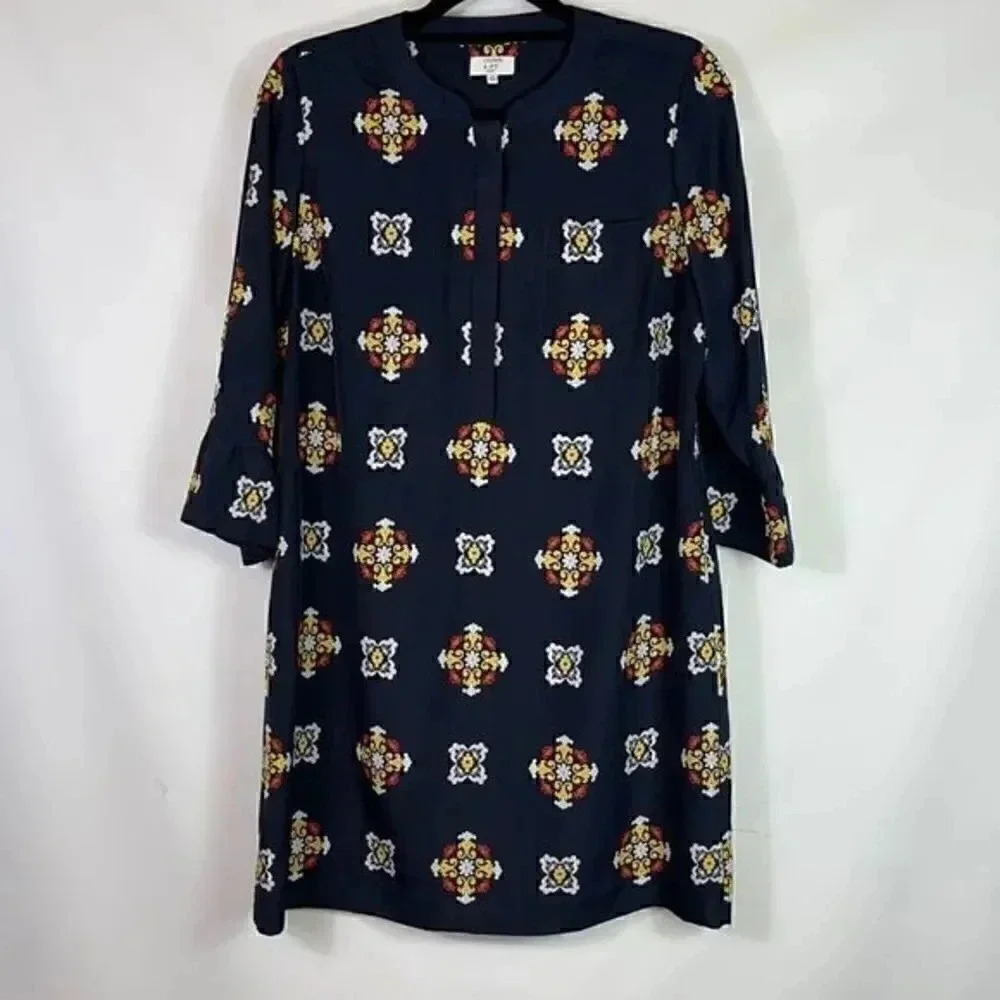 Crown & Ivy navy lined 12p with 3/4 sleeves dress - Picture 2 of 8
